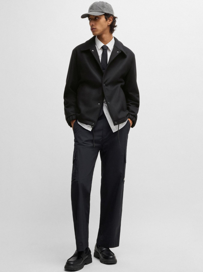 Manteau en laine mélangée noir homme - Hugo