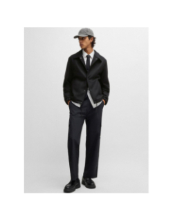 Manteau en laine mélangée noir homme - Hugo