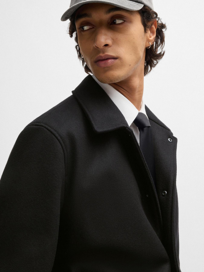 Manteau en laine mélangée noir homme - Hugo