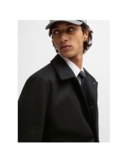 Manteau en laine mélangée noir homme - Hugo