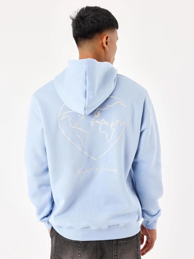 Sweat à capuche cœurmonde bleu homme - Project X Paris