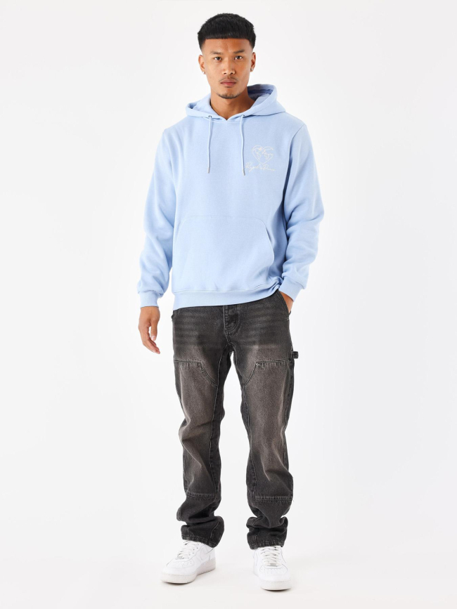 Sweat à capuche cœurmonde bleu homme - Project X Paris