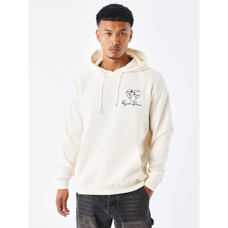 Sweat à capuche cœurmonde beige homme - Project X Paris