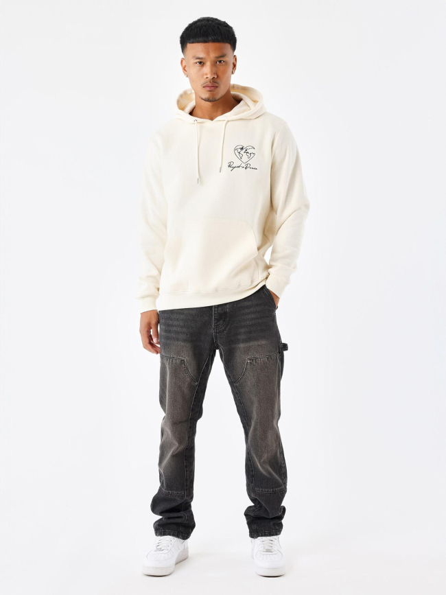 Sweat à capuche cœurmonde beige homme - Project X Paris
