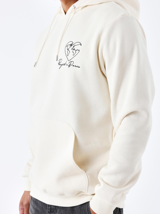 Sweat à capuche cœurmonde beige homme - Project X Paris