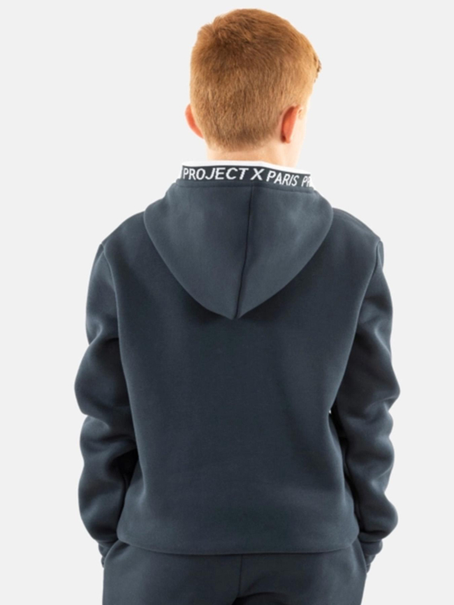Sweat à capuche logo uni bleu marine enfant - Project X Paris