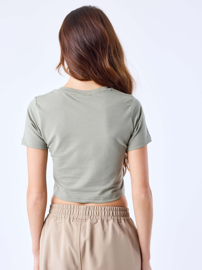 T-shirt crop logo brodé kaki femme - Project X Paris