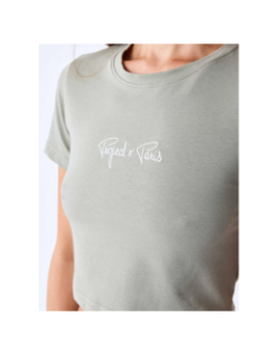 T-shirt crop logo brodé kaki femme - Project X Paris
