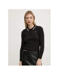 Polo à manches longues stretch noir femme - Tommy Jeans