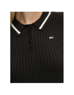 Polo à manches longues stretch noir femme - Tommy Jeans