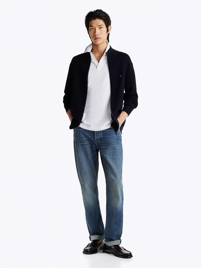 Gilet tricot à chevrons bleu marine homme - Tommy Hilfiger