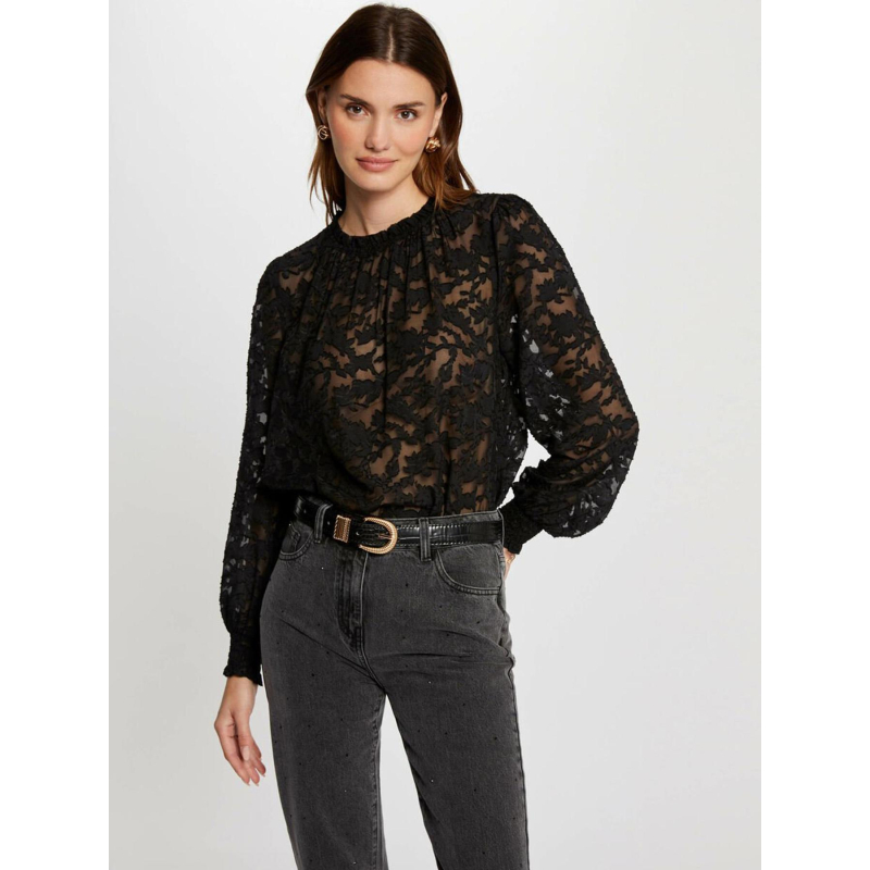 Blouse dentelle ojour noir femme - Morgan