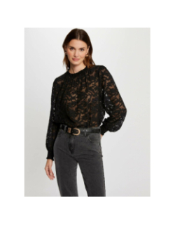 Blouse dentelle ojour noir femme - Morgan