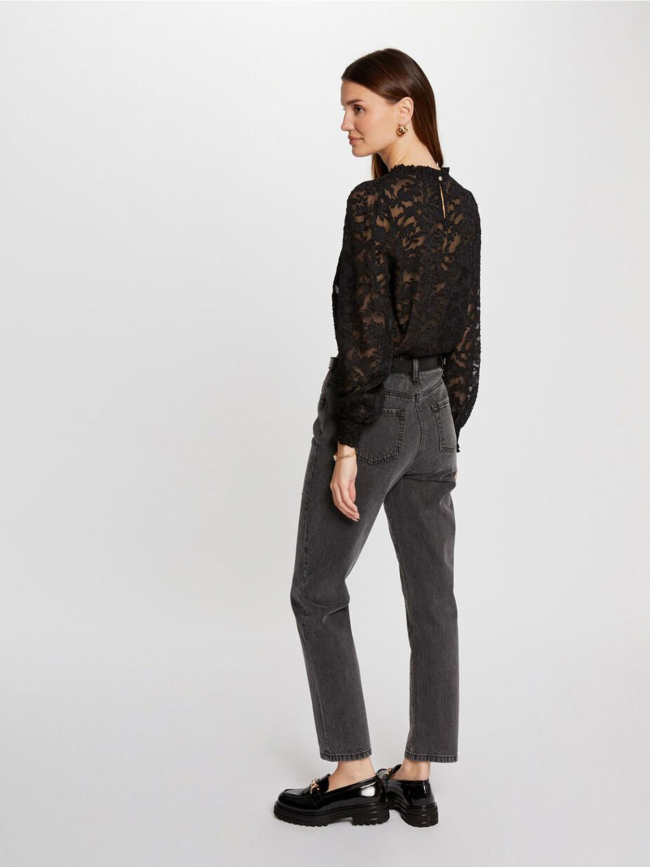 Blouse dentelle ojour noir femme - Morgan