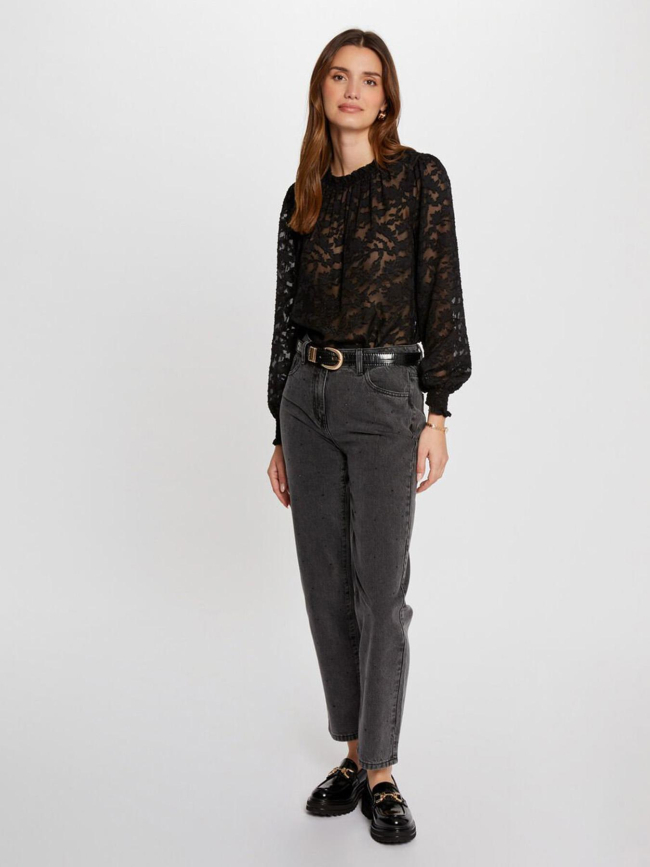 Blouse dentelle ojour noir femme - Morgan