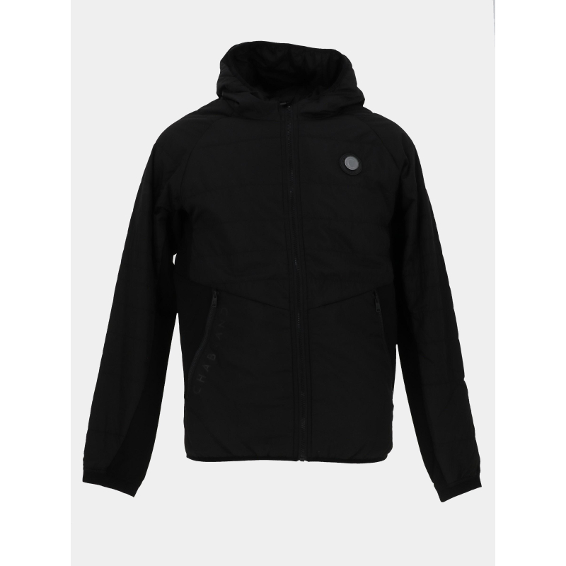 Doudoune à capuche et logo métallique noir homme - Chabrand