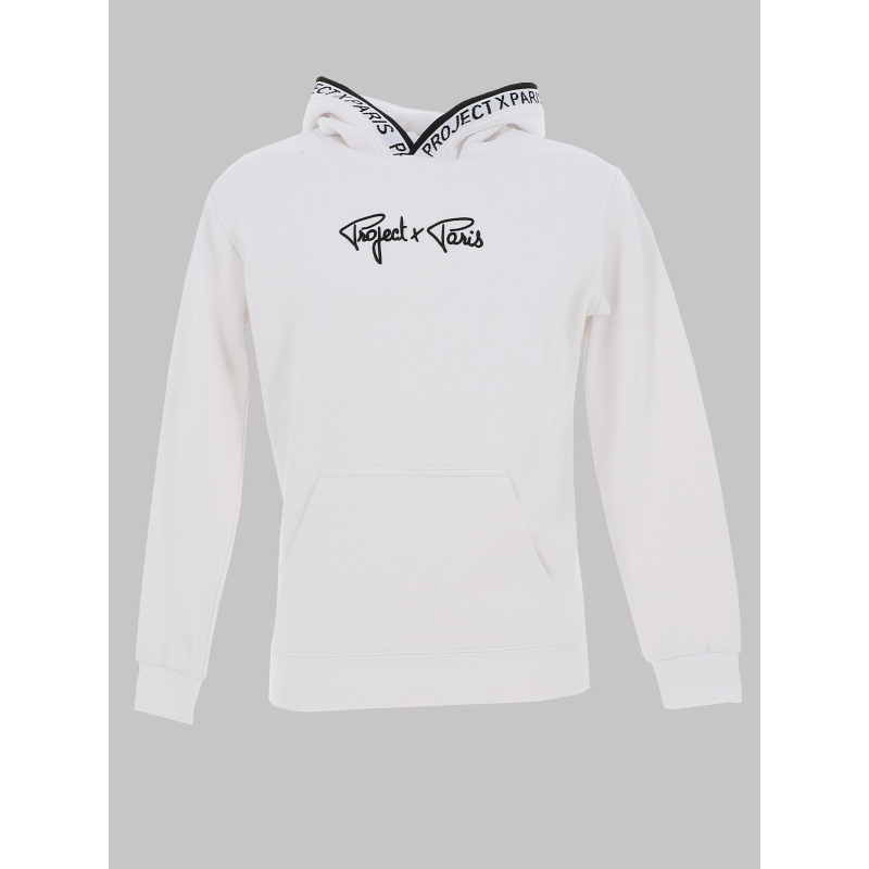 Sweat à capuche logo uni blanc enfant - Project X Paris