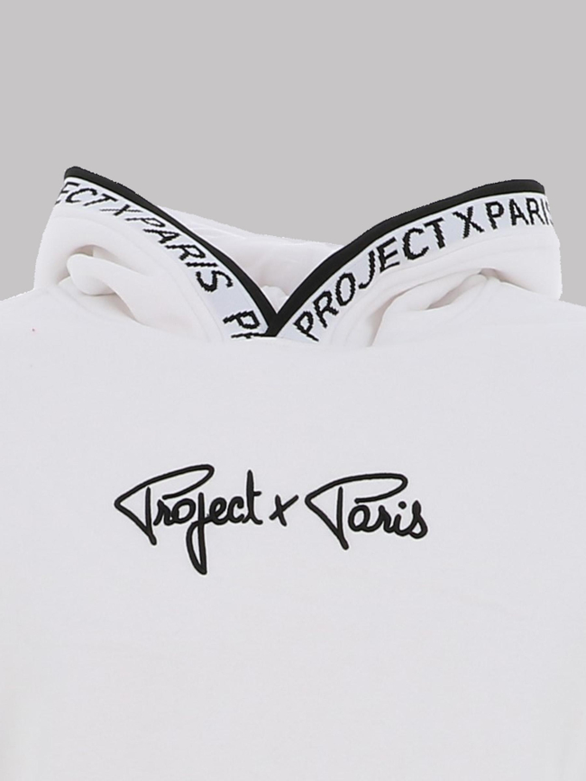 Sweat à capuche logo uni blanc enfant - Project X Paris