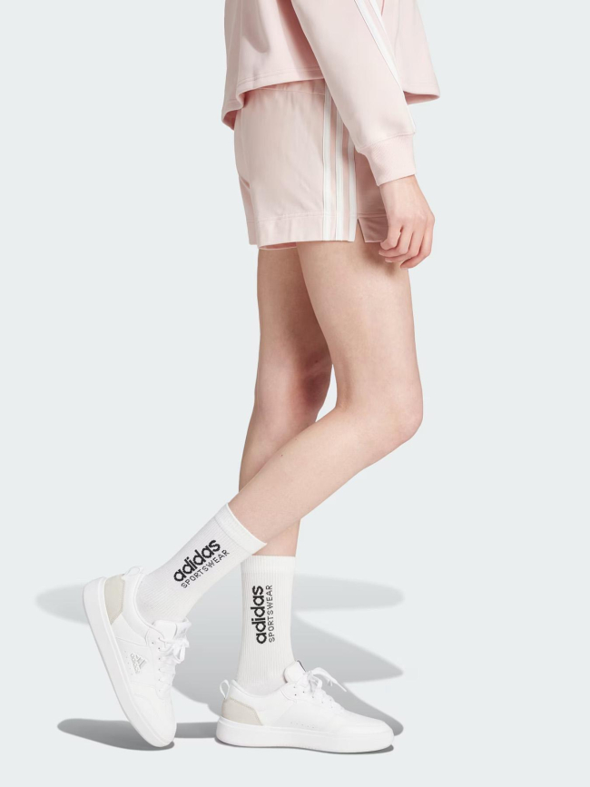 Short de sport essentials slim 3 stripes rose femme - Adidas