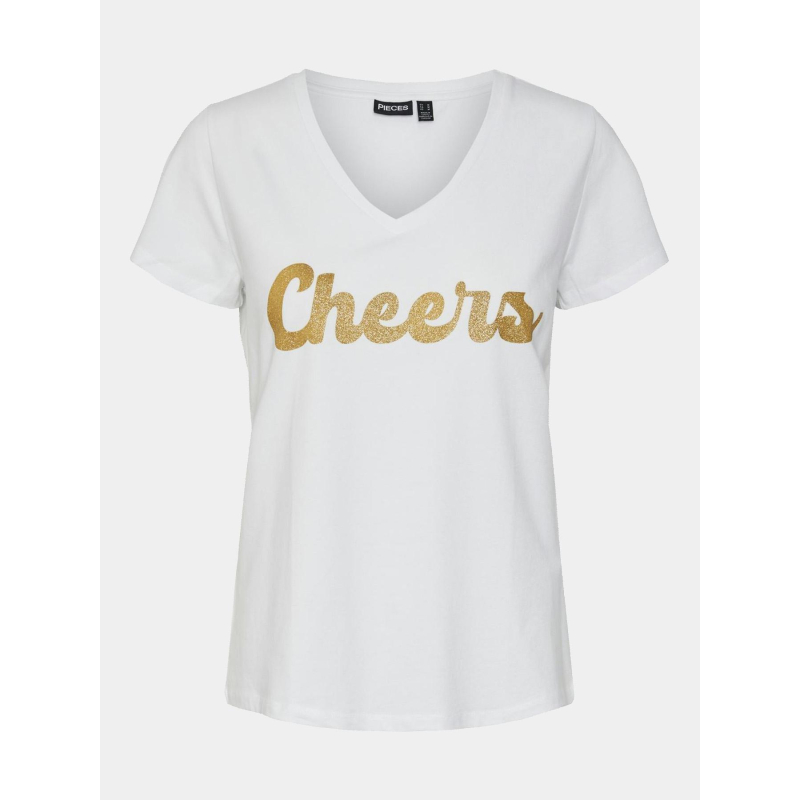 T-shirt merima cheers blanc femme - Pieces