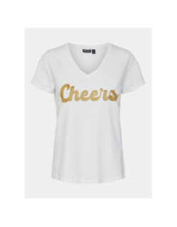 T-shirt merima cheers blanc femme - Pieces