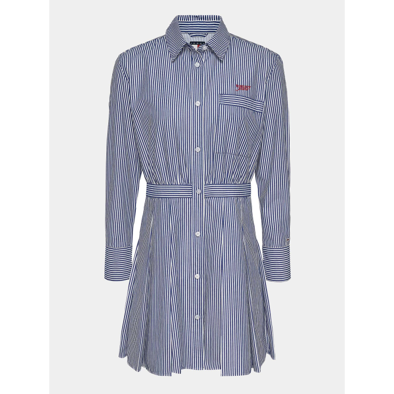 Robe chemise rayée pinstripe bleu femme - Tommy Jeans