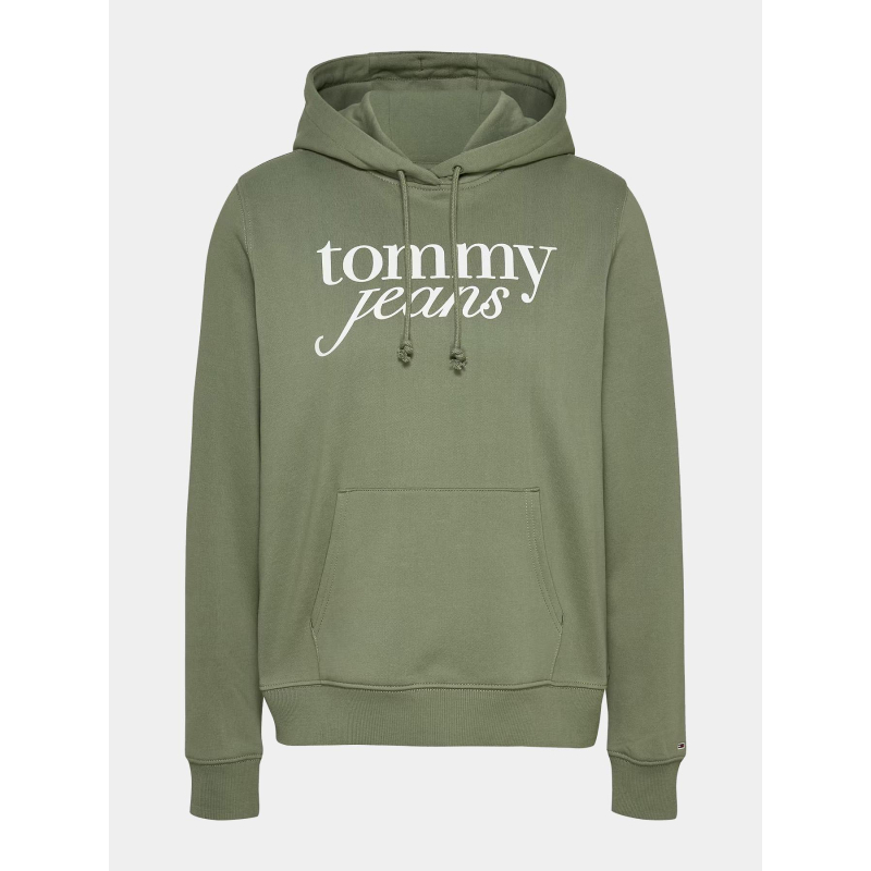 Sweat à capuche regular ess logo vert femme - Tommy Jeans