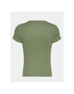 T-shirt slim côtelé boutonné kaki femme - Tommy Jeans