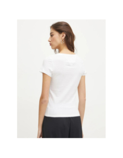 T-shirt col v slim uni blanc femme - Tommy Jeans