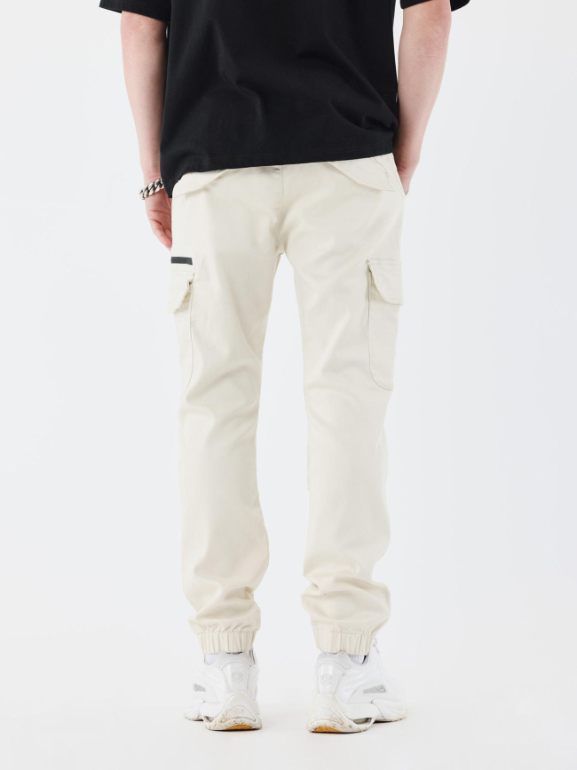 Pantalon cargo bas resserré blanc ivoire homme - Project X Paris