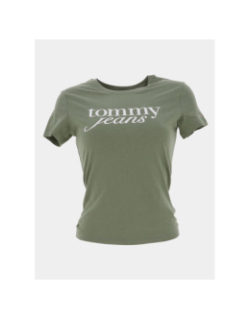 T-shirt slim essential logo kaki femme - Tommy Jeans
