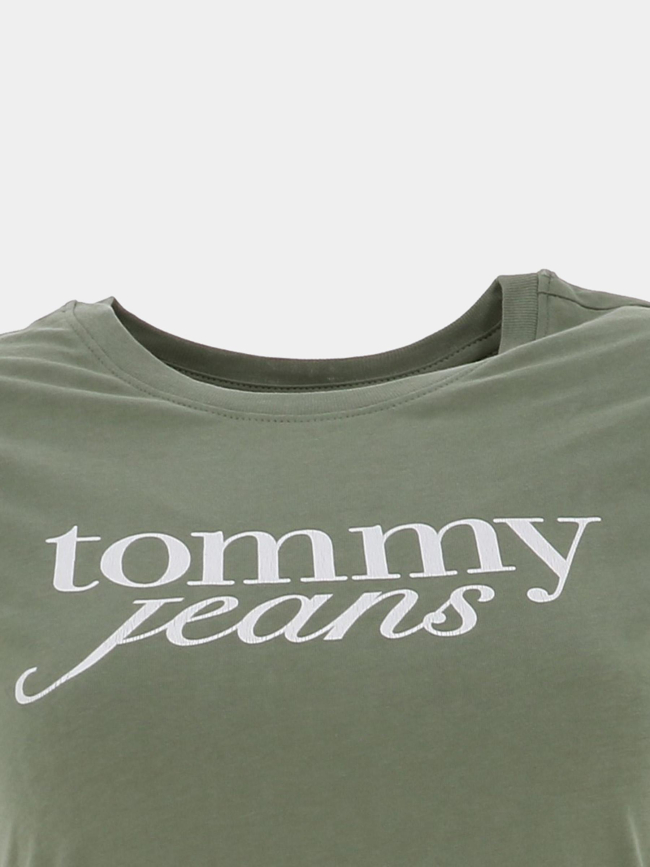 T-shirt slim essential logo kaki femme - Tommy Jeans