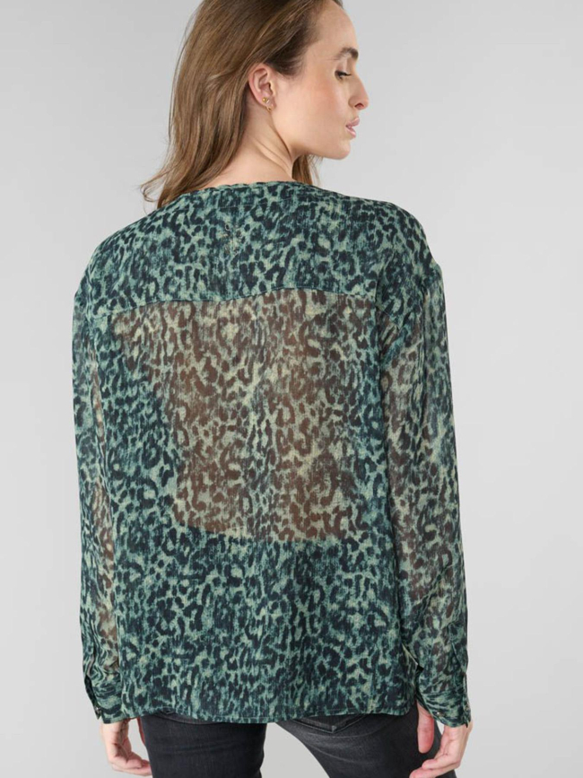 Blouse zostere à motif léopard kaki femme - Le Temps Des Cerises