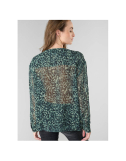 Blouse zostere à motif léopard kaki femme - Le Temps Des Cerises