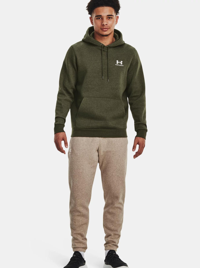 Sweat à capuche ua icon fleece kaki homme - Under Armour