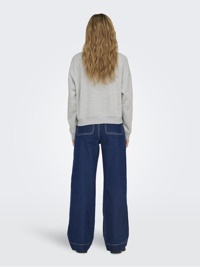 Sweatshirt oversize ny gris chiné femme - Only