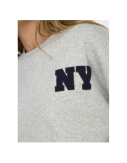 Sweatshirt oversize ny gris chiné femme - Only