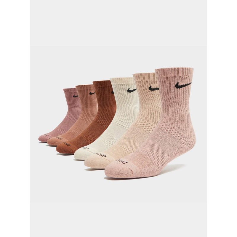 Pack de 6 paires de chaussettes crew marron beige adulte - Nike