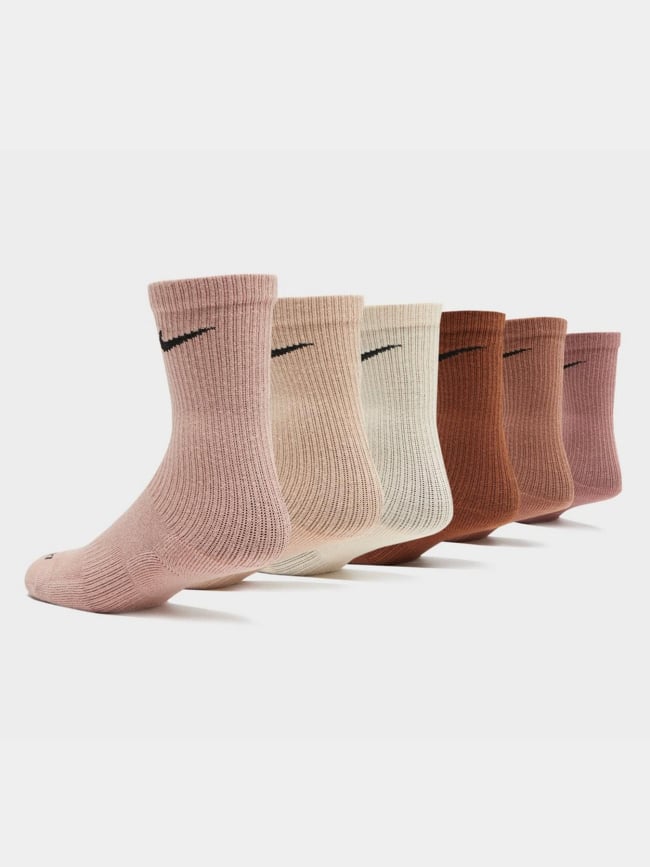 Pack de 6 paires de chaussettes crew marron beige adulte - Nike