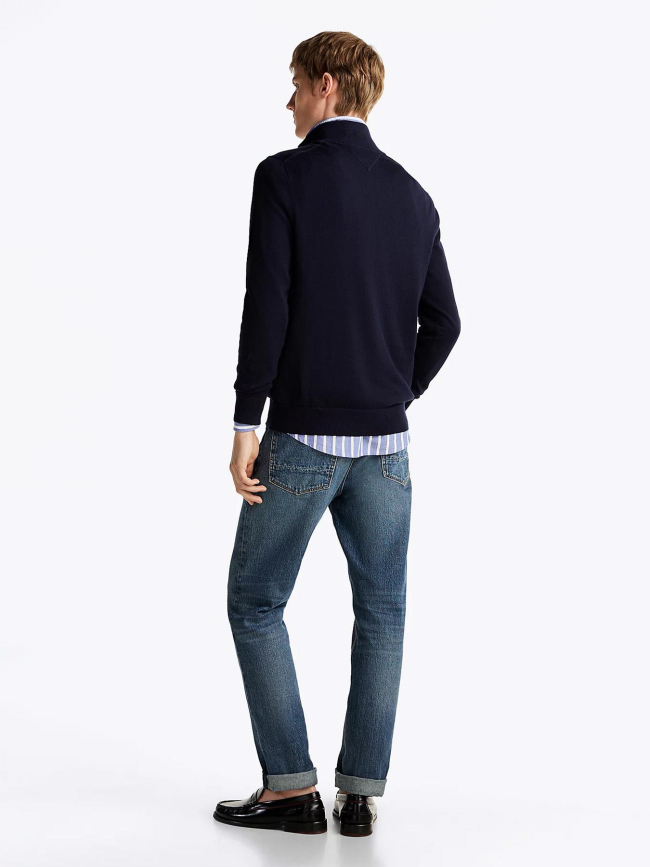 Pull col zippé essential bleu marine homme - Tommy Hilfiger