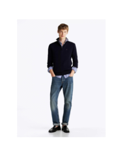 Pull col zippé essential bleu marine homme - Tommy Hilfiger