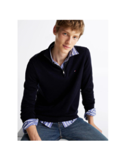 Pull col zippé essential bleu marine homme - Tommy Hilfiger