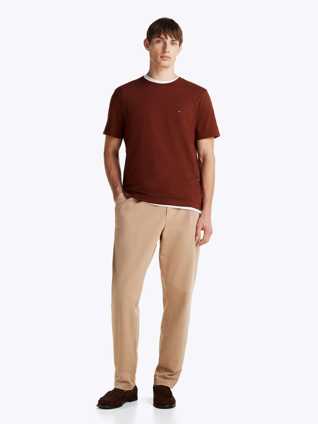 T-shirt regular fit uni logo marron homme - Tommy Hilfiger