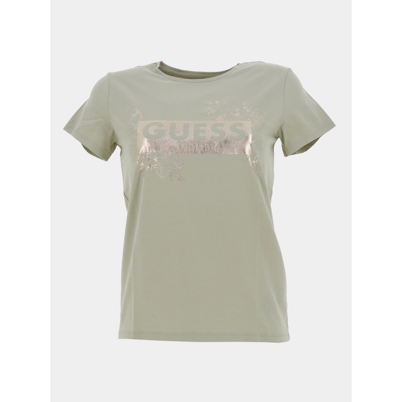 T-shirt logo argenté vert fille - Guess