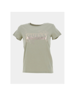 T-shirt logo argenté vert fille - Guess