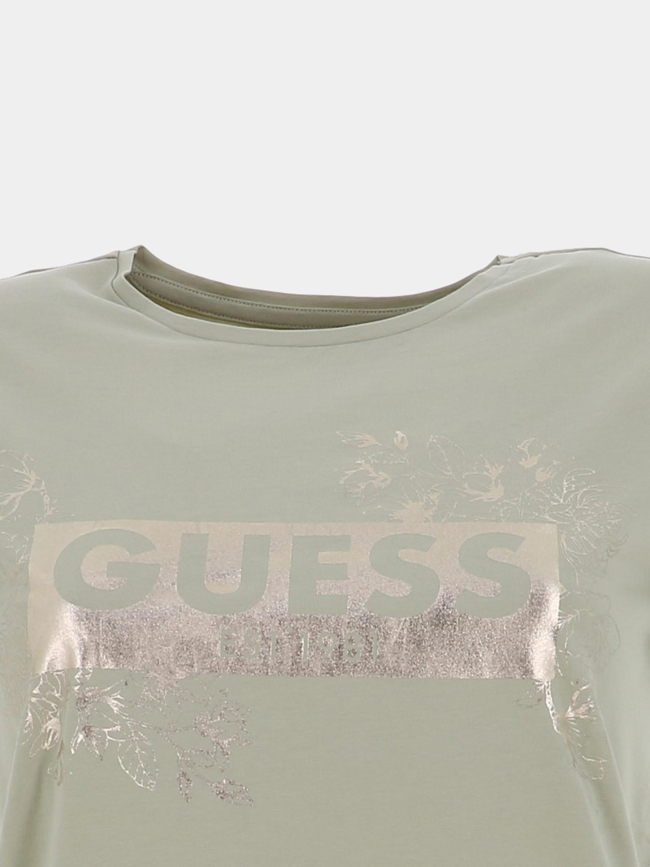 T-shirt logo argenté vert fille - Guess