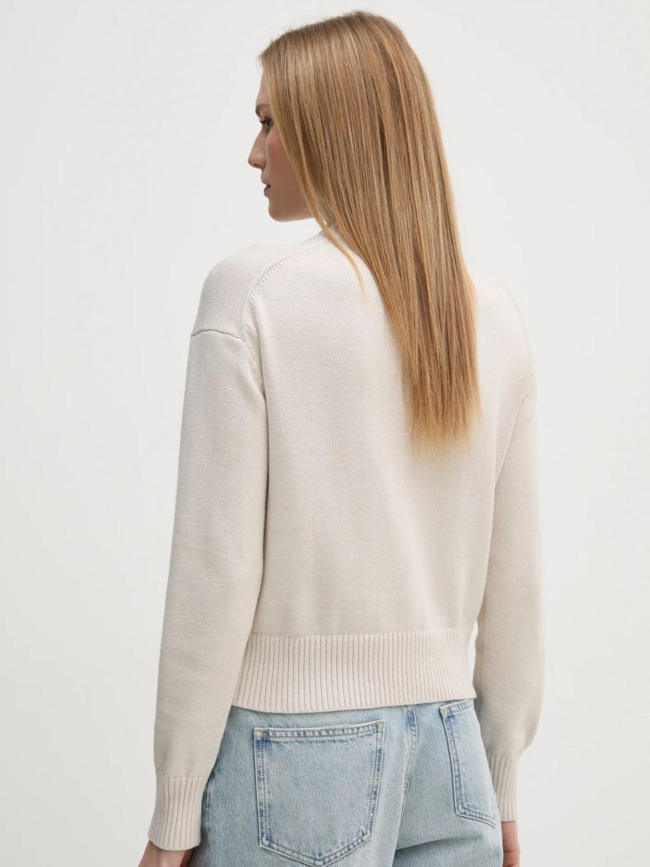 Pull monogramme beige femme - Calvin Klein Jeans