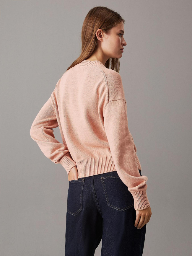 Pull uni monogram rose femme - Calvin Klein Jeans