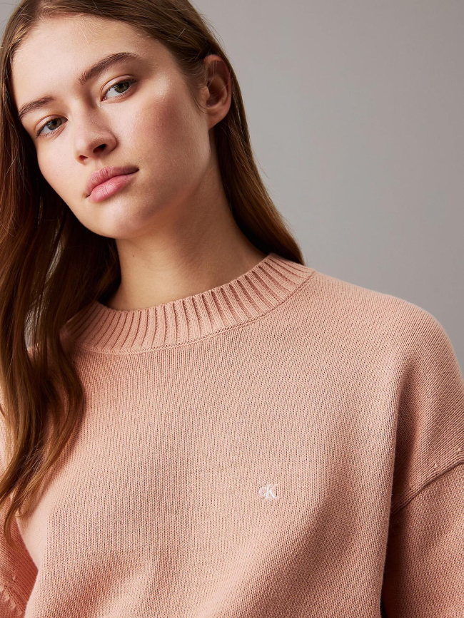 Pull uni monogram rose femme - Calvin Klein Jeans