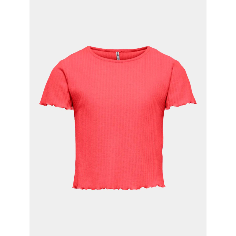 T-shirt crop côtelé nella rose fille - Only